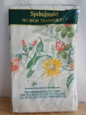 VTG Springmaid No-Iron Tranquility Floral 2 Standard Pillow Cases New